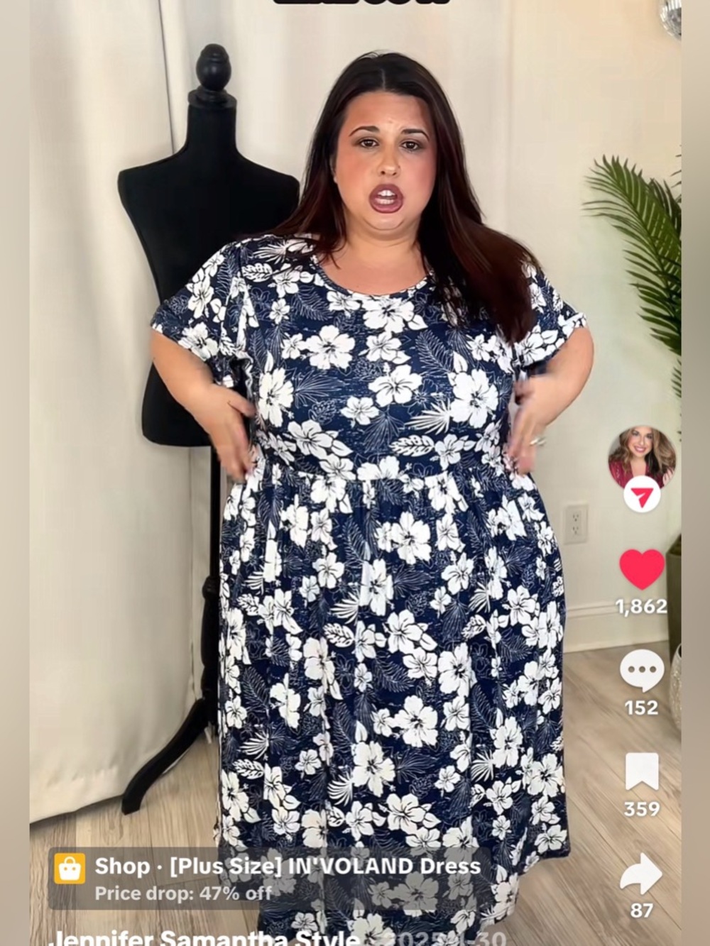 Plus Floral Midi Dress